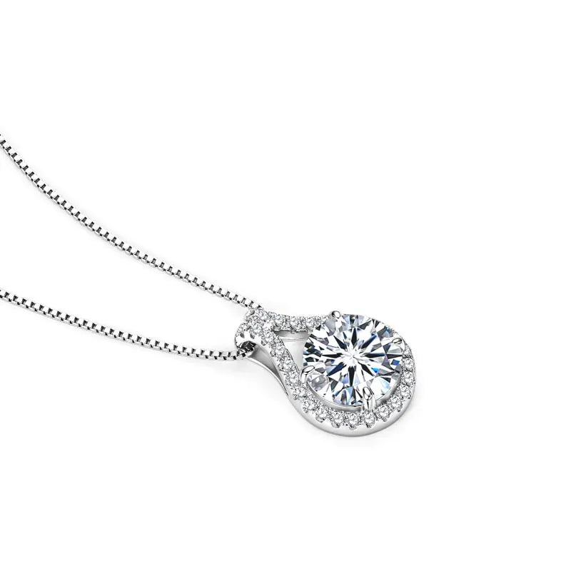 OXTAO Women's Real 925 Sterling Silver Water Drop Pendant 6.5mm 8mm 9mm D Color Moissanite Classic Necklaces Luxury Jewelry Gift