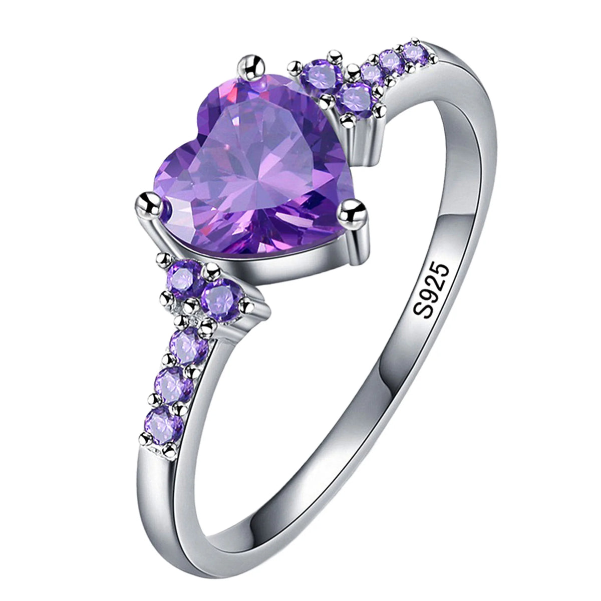New 925 Sterling Silver Ring Heart 5A Zircon Shines Simplicity Fashion Exquisite For women Jewelry Wedding White gold plated