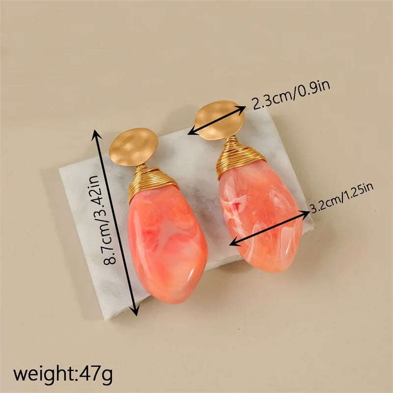 EILIECK Fashion New Resin Vacation-Style Stud Earrings For Women Elegant Ear Dangle Handmade Jewelry Accessories Party Gift