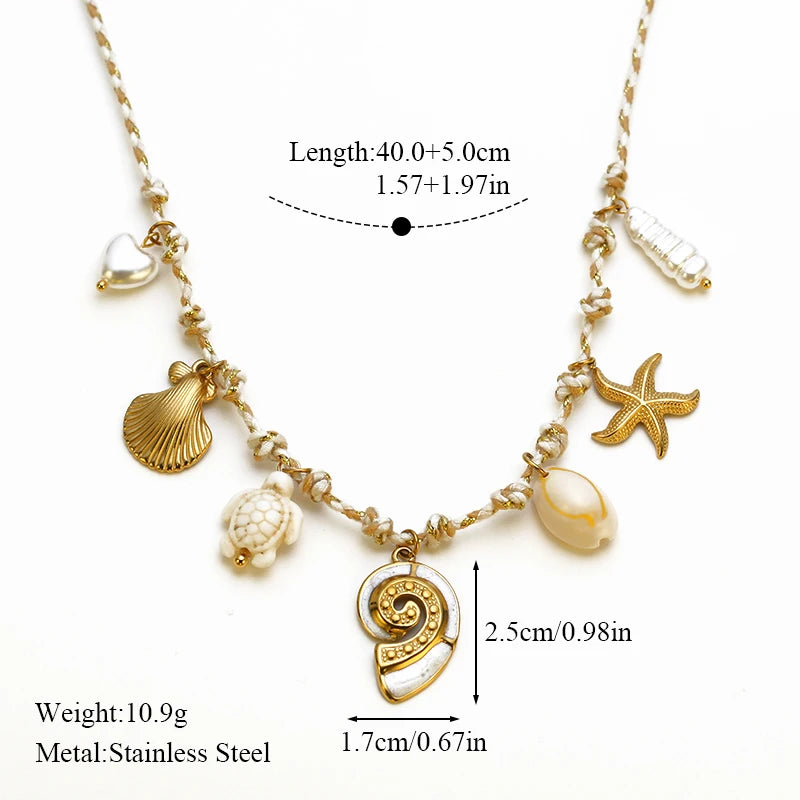 EILIECK 316L Stainless Steel Multiple Charms Pendant Necklace For Women Trendy 18K Gold PVD Plated Waterproof Neck Chain Jewelry