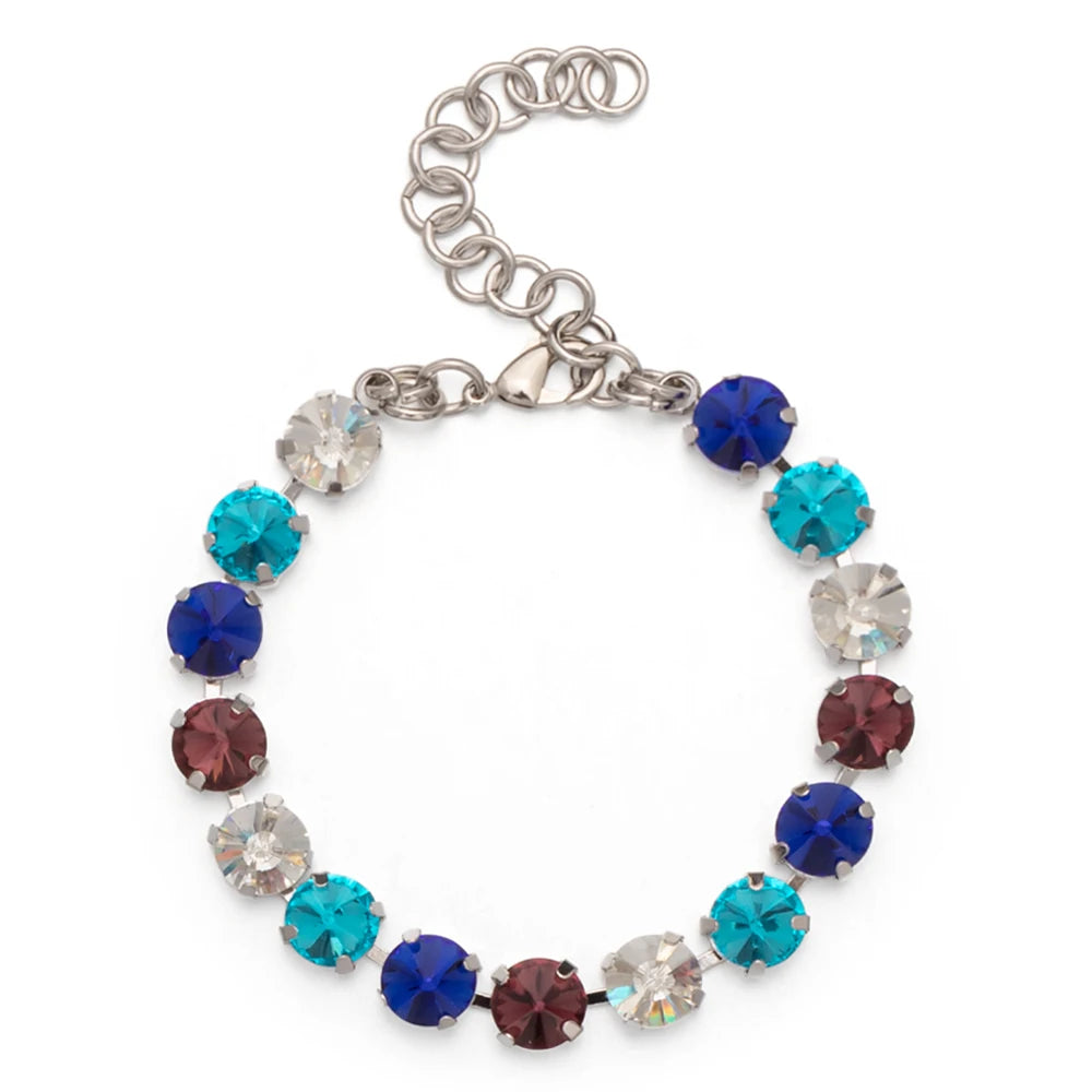 New Design Hot Deal Crystal Charms Bracelets For Women Claw Drill Set Colorful Crystal Bracelets Lobster Clasp  Link Chain
