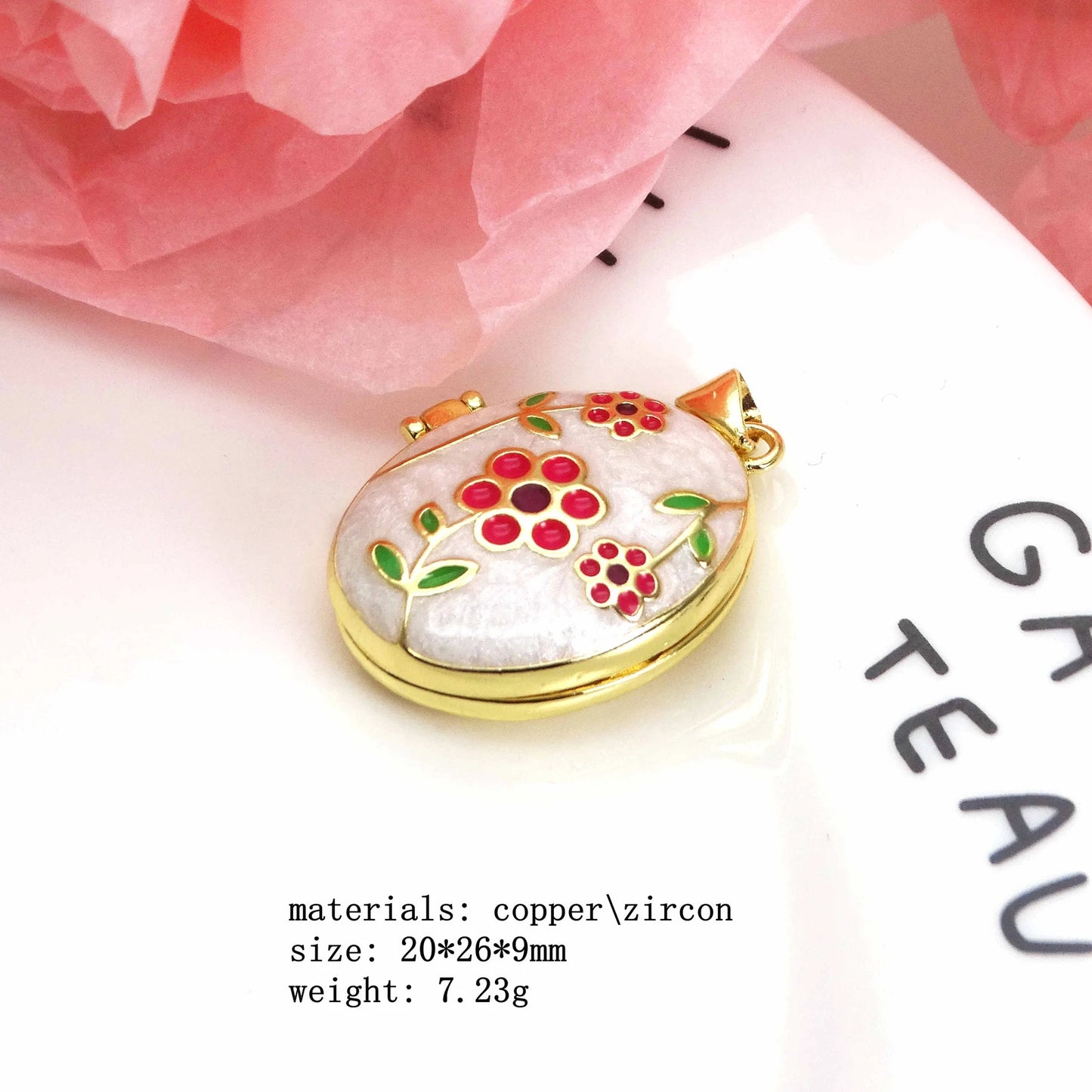 Micro Zircon oil drip photo box Pendant necklace case gaine pendant necklace copper chain jewelry necklace