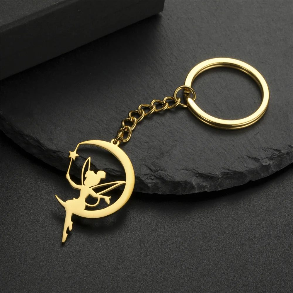 My Shape Fairy Keychain Creative Fantasy Elf Key Ring for Women  Stainless Steel Bag Car Keychain Fashion Jewelry Wholesale
