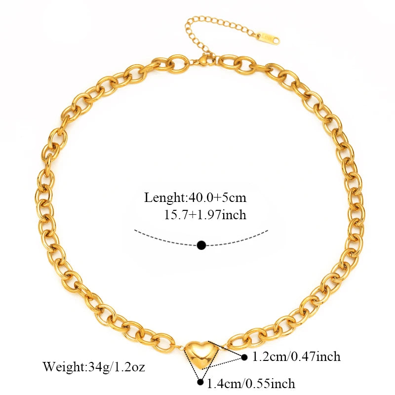 EILIECK 316L Stainless Steel Chains Necklace Choker For Women Trendy Gold Color Collar Neck Chain Waterproof Jewelry Lady Gift