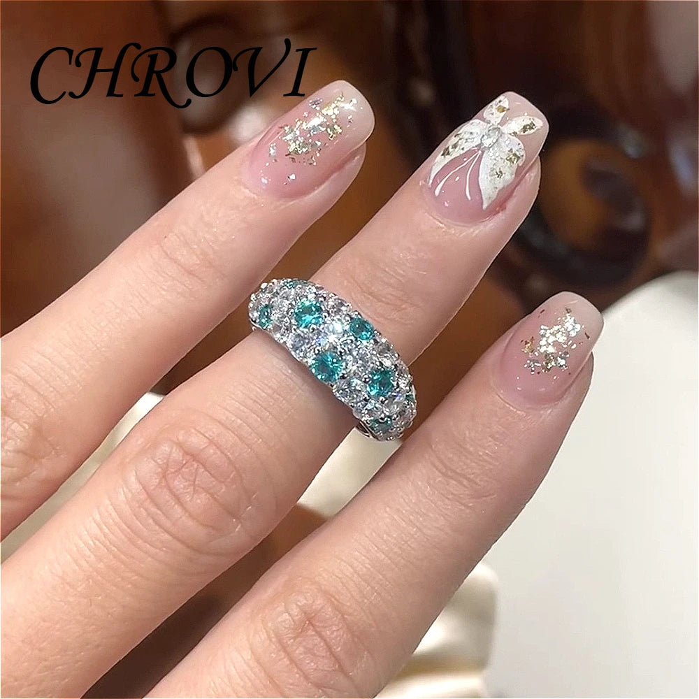 Retro 925 Sterling Silver Botanical Mint Color Ring, Colorful Frosted Pastry, Full Diamond Set Pink sapphire Ring, Women's Acces