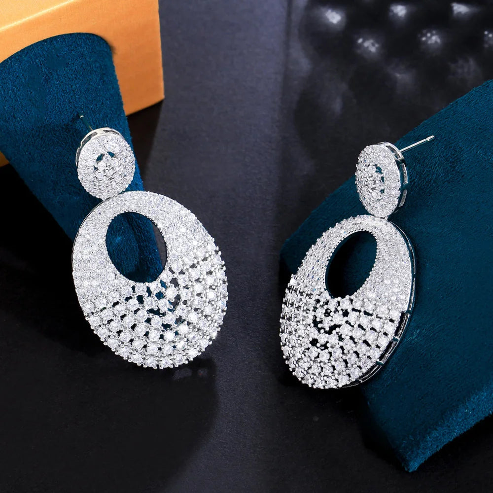 ThreeGraces Gorgeous Shiny White Zirconia Bridal Wedding Elegant Long Big Drop Earrings for Women Fashion Party Jewelry E1135