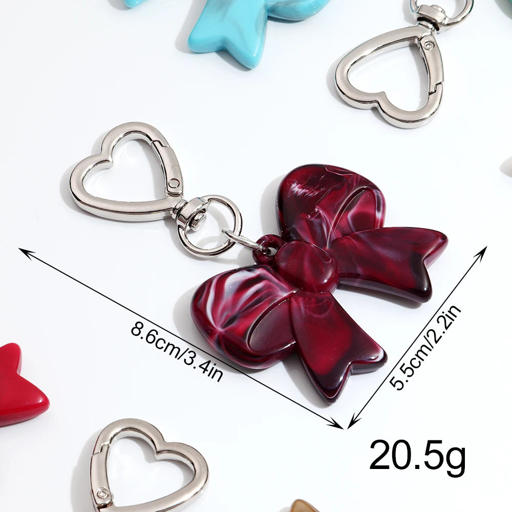 Trend Acrylic Colorful 3D Bowknot Keychains for Women Y2K Key Chain Bag Car Phone Pendant Accessories Gifts