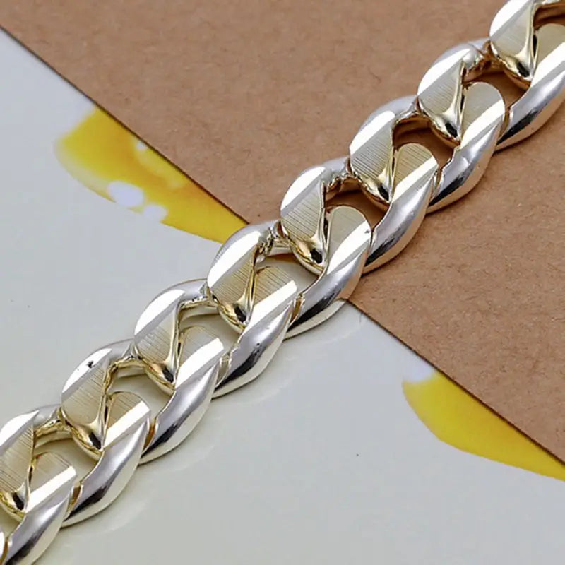 Charm Silver Color 10mm Chain Men Women Chain Wedding Bracelet Fashion Charm Bangle Wedding Party Birthday Gift Free Shipping