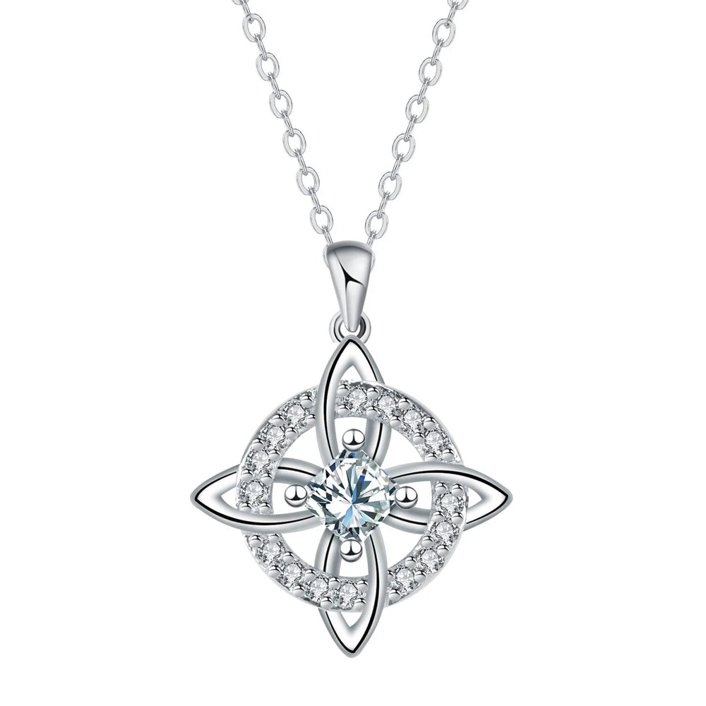 Dainty 5A Birthstone Pendant Necklace 12 Pieces Zirconia Magic Witch Knot Necklace for Women Good Luck Amulet Protection Jewelry
