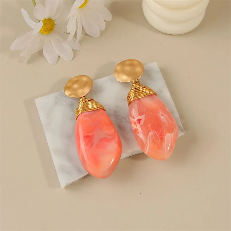 EILIECK Fashion New Resin Vacation-Style Stud Earrings For Women Elegant Ear Dangle Handmade Jewelry Accessories Party Gift