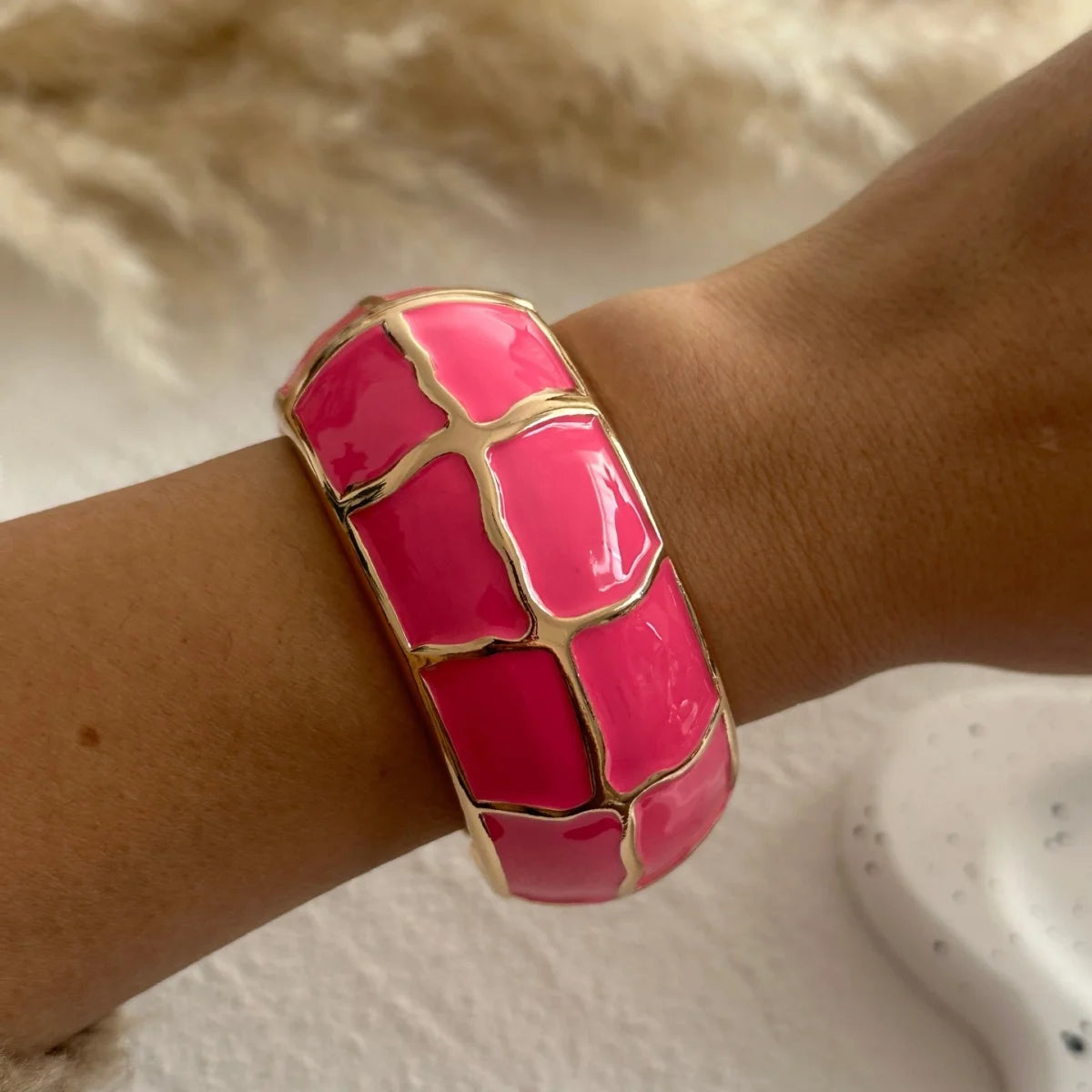 KMVEXO Dopamine Color Blocked Bangles Creative Design Fashionable Temperament Drip Oil Imitate Enamel Bracelet Women Jewelry