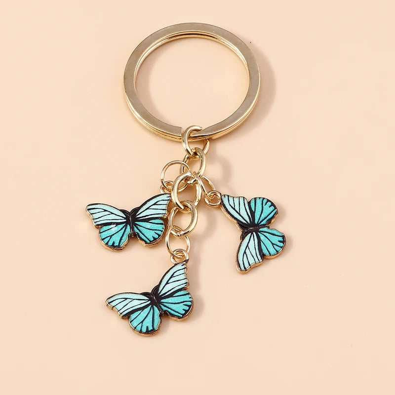 Cute Colorful Butterfly Keychains Enamel Animal Keyrings Souvenir Gift for Women Men Handbag Pendants Key Chains DIY Accessories
