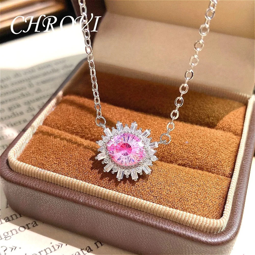 New Flashing 925 Sterling Silver Necklace Fashionable Light Luxury Collarbone Chain Necklace for Women