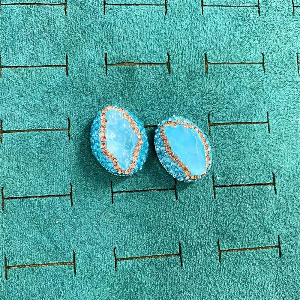 Turkish Raw Baroque Aquamarine Crystal Jewelry Set for Women Rhinestone Quartz Irregular Stone Necklace Ring Hook Earring Sets