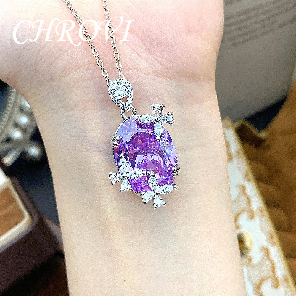 Luxury semi-gold 925 pure silver ultra-fantastic butterfly ring, candy-style purple lavender color gemstone necklace