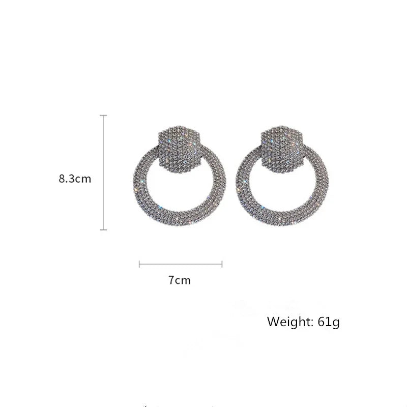 Fashion Geometric Crystal Dangle Earrings for Women Oversize Round Rhinestones Earrings Party Jewelry Gifts