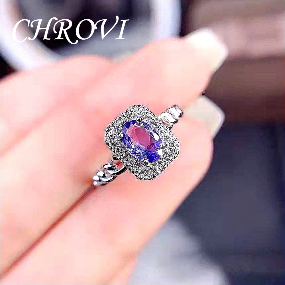 New 925 pure silver minimalist versatile purple diamond ring - full-cut open-ended precious stone women's ring