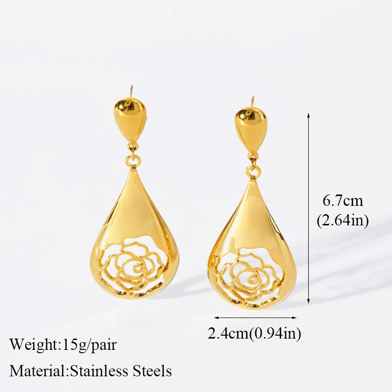 EILIECK 316L Stainless Steel Feather Dream Catcher Dangle Earrings For Women 2024 New Fashion Ear Drop Waterproof Jewelry Gift