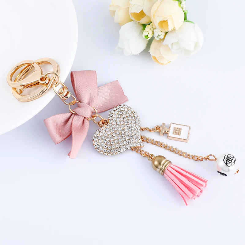 Easya New Pink Bow Love Keychain Backpack Luxury  Jewelry Gift