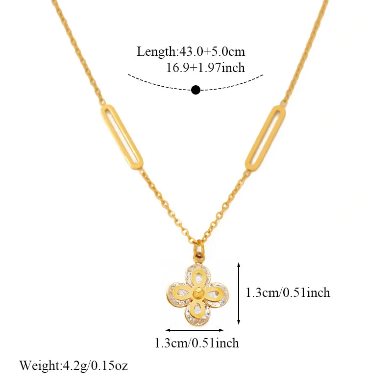EILIECK Women's Butterfly Zircon Crystals Pendant Necklace Trendy Stainless Steel Waterproof Neck Chain Daily Jewelry Gift