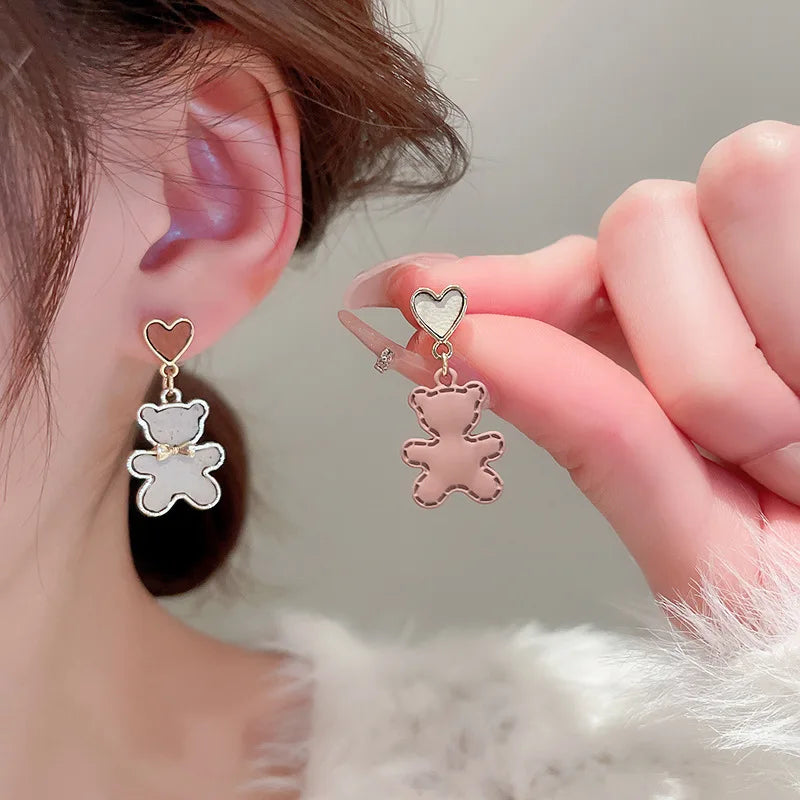 Cute Acrylic Candy Gummy Bear Dangle Earrings for Women Rainbow Bear CZ Hoop Earrings 2026 Fashion Sweet Girl Jewelry