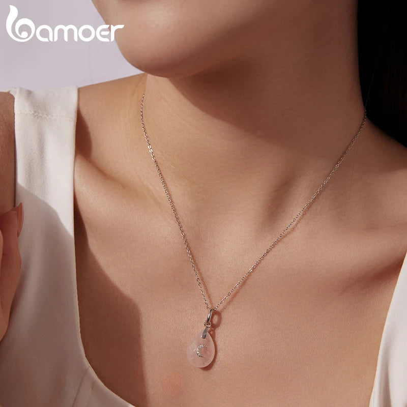 BAMOER 925 Sterling Silver Natural Crystal Pendant fit Original Bracelet DIY Bamoer Charm for Jewelry Making Party Gift