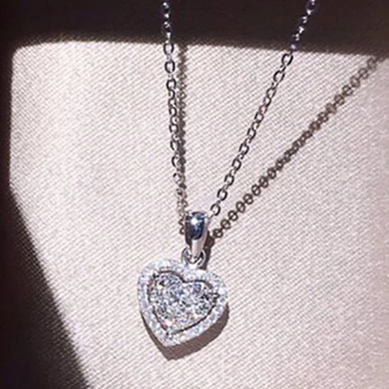 OXTAO Heart Shaped Moissanite Pendant Necklace Certified for Women 14K Gold Filled Romantic Jewelry Wedding Anniversary Gift