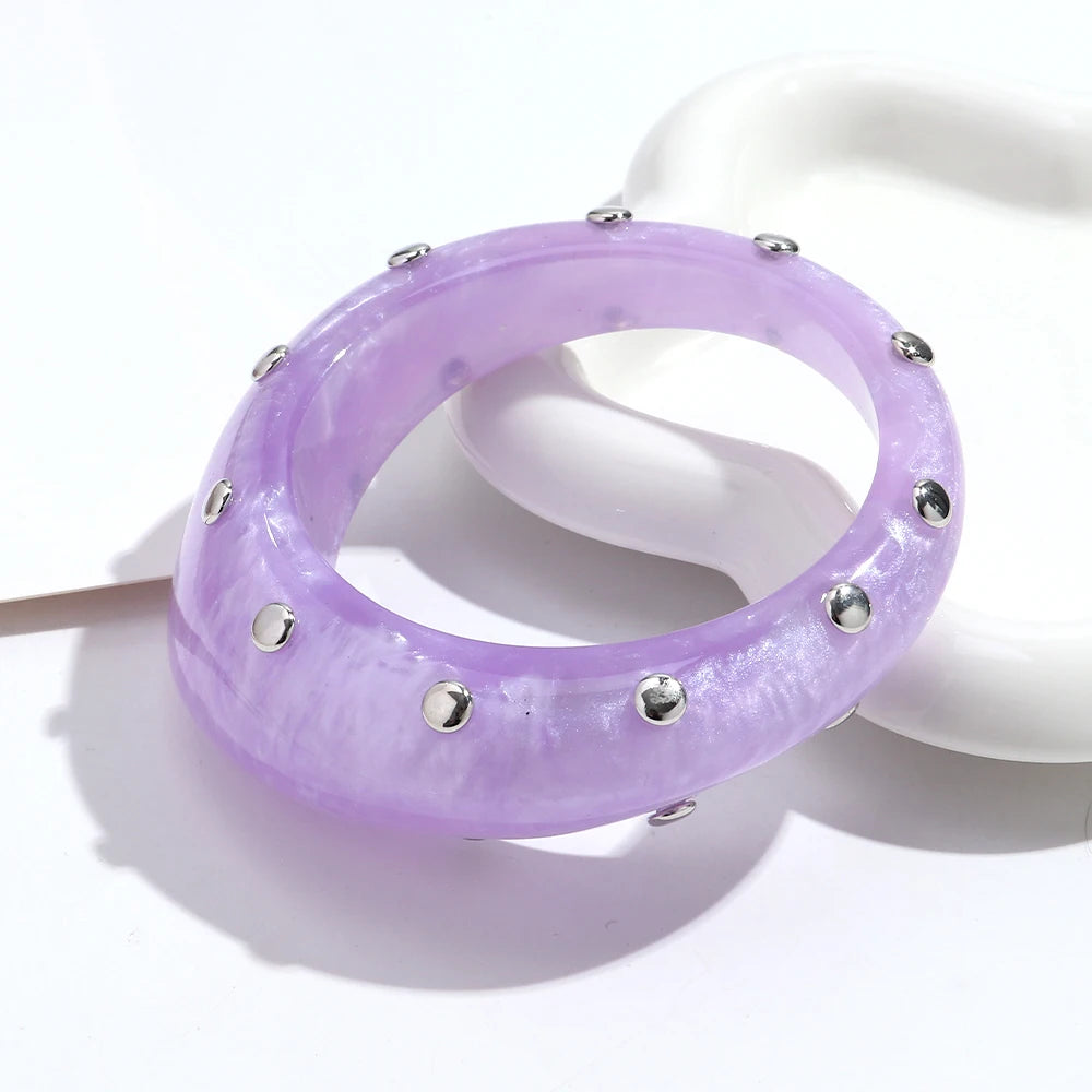 Fashion Resin Irregular Geometric Studs Chunky Bangles New Acrylic Curve Wave Wide Cuff Bangle Women Jewelry Gifts