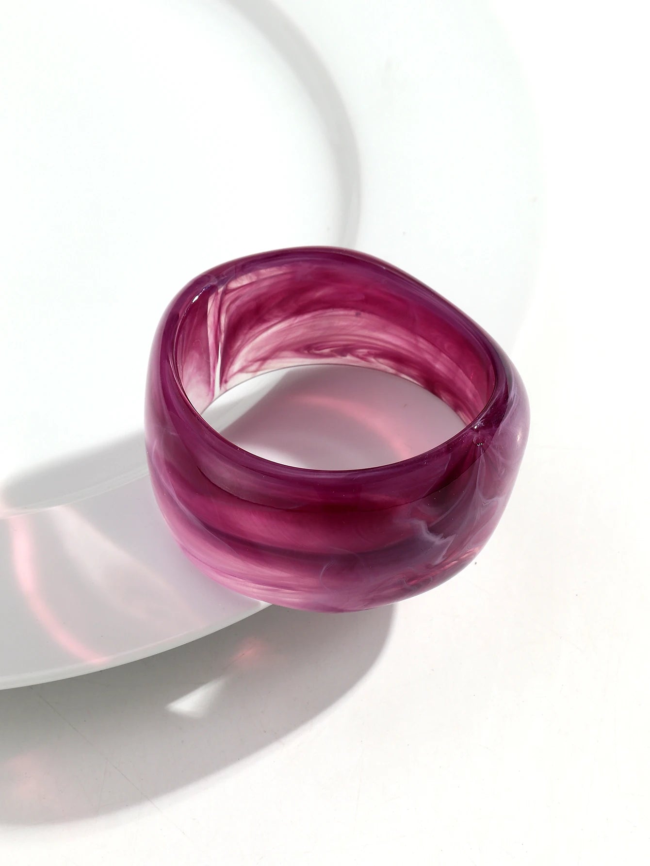 Trendy Resin Purple Wide Geometric Chunky Bangles for Women Fashion Acrylic Beaded Bangle Bracelets Party Jewelry Gifts