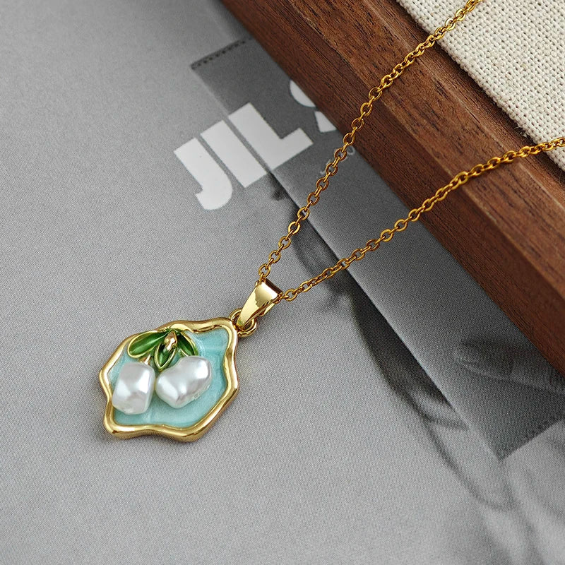 ANENJERY 316L Stainless Steel Irregular Pendant Flower Butterfly Heart Necklace For Women Romantic Niche Jewelry Gifts Wholesale