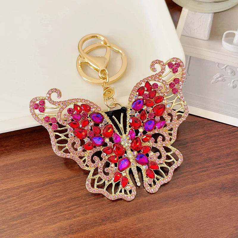 EASYA 2024 New Butterfly Keychain Collection Rhinestone Crystal Inlaid Car Pendant Handicrafts
