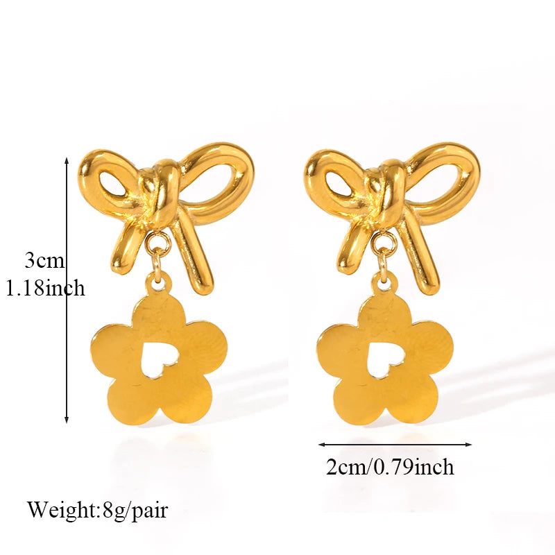 EILIECK 316L Stainless Steel Metal Flower Ear Dangle Piercing Earrings For Women Fashion New Jewelry Lady Gift Party сережки