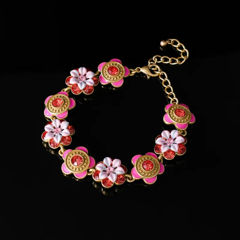 NISHIZAWA Enamel Flowers Bracelets for Women Vintage Sweet Exquisite Jewelry Court Style Elegant Luxury Pulseras Mujer