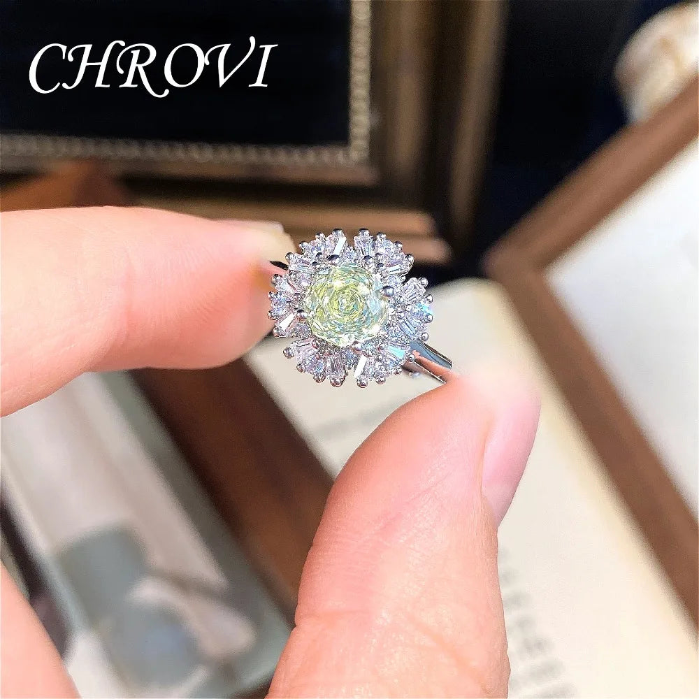 Light luxury 925 sterling silver octagonal millennium rose ring with high-grade square diamond women's ring