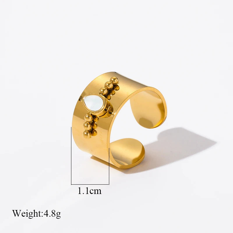 EILIECK 316L Stainless Steel Personality Golden Open Cuff Rings For Women Girl Fashion New Jewelry Lady Gift Party anillos mujer