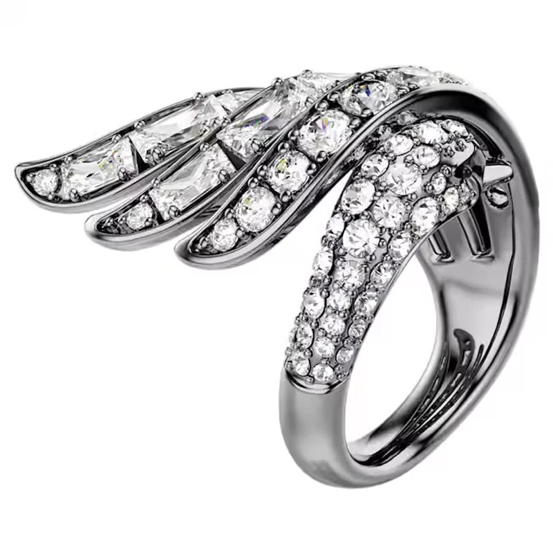 Spring Garden Inspired Multicolor Cubic Zirconia Dragonfly & Flower Jewelry Set,Ring Necklace Earring Bracelet,Light luxury