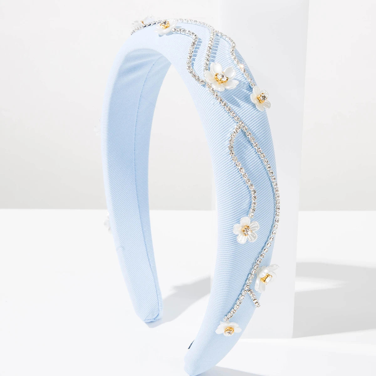 Korean Style Trendy Irregular Chain Diamond Inlaid Three-Dimensional Flower Wide Edge Hair Accessory, Niche Design Headwear