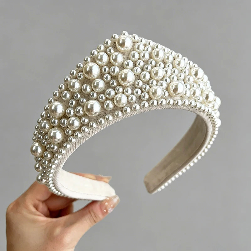 Fashion Hairbands for Women Rhinestone Pearls Tiaras Crown Headband Hair Jewelry Gifts Accessories