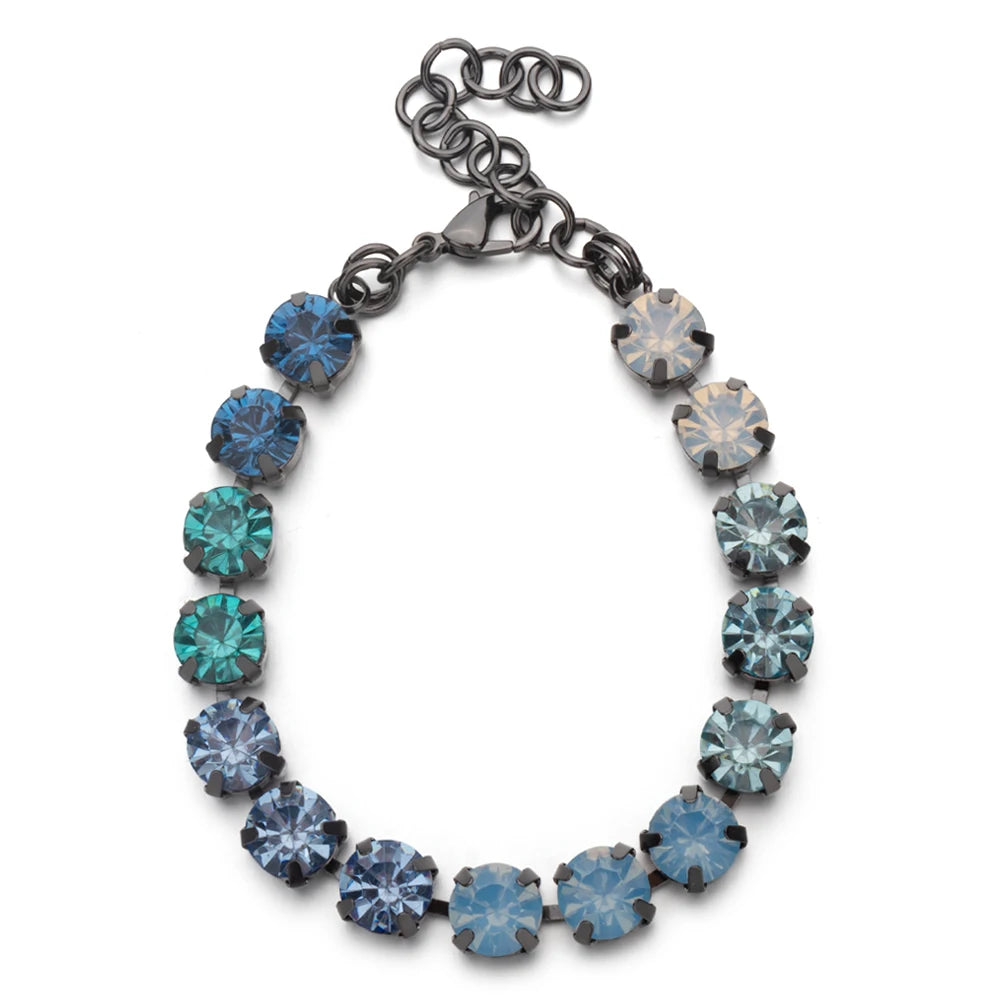 New Design Hot Deal Crystal Charms Bracelets For Women Claw Drill Set Colorful Crystal Bracelets Lobster Clasp  Link Chain