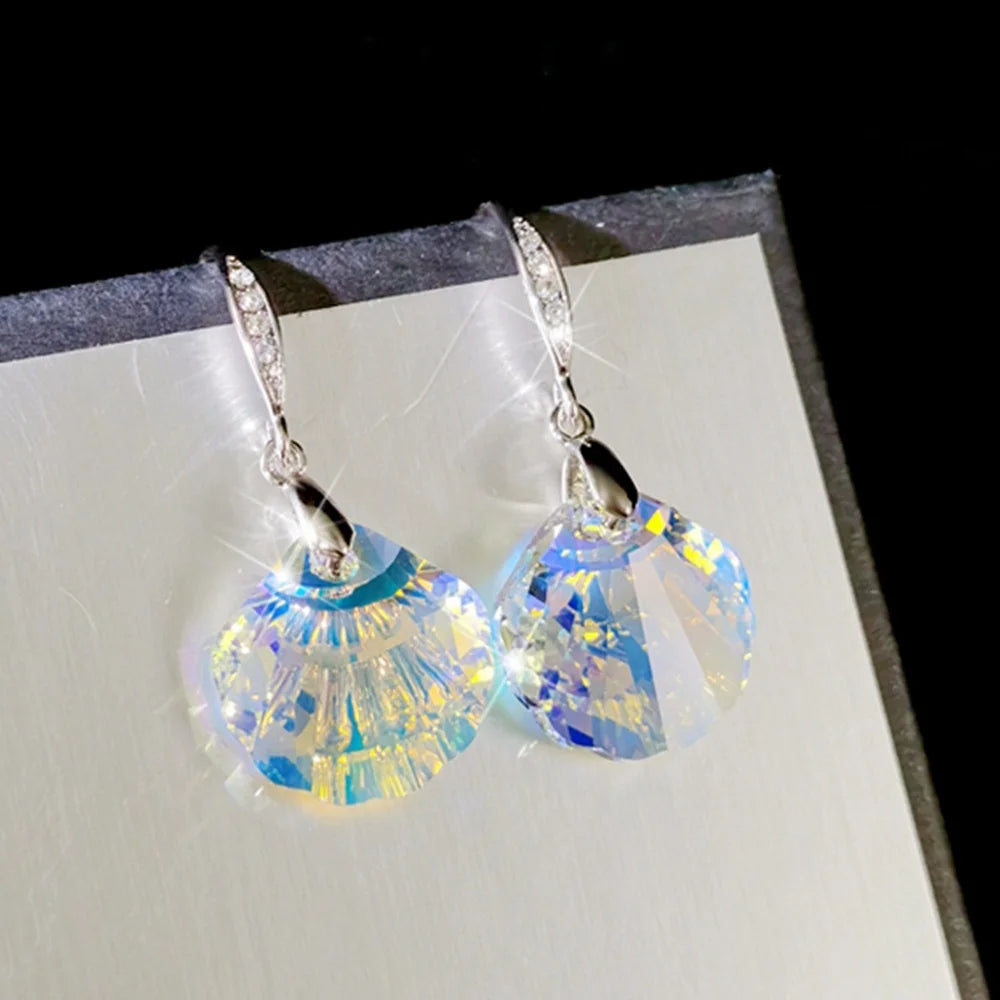 Small Shell Elegant Charm Female Rainbow Zircon Stone Silver Color Dangle Earrings 2026 Fashion Wedding Jewelry For Women