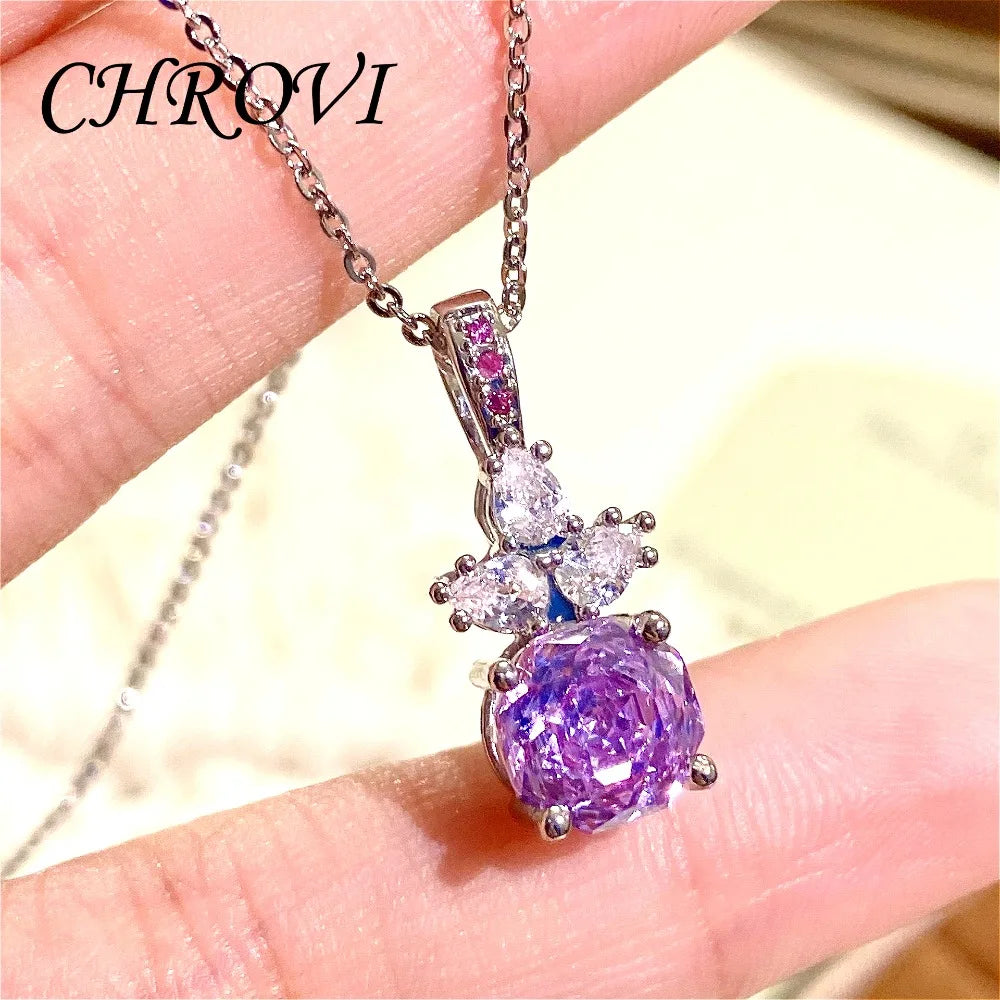 Luxury 925 Sterling Silver Millennium Rose Diamond Pendant Necklace, Diamond Ring and Stud Earring Set