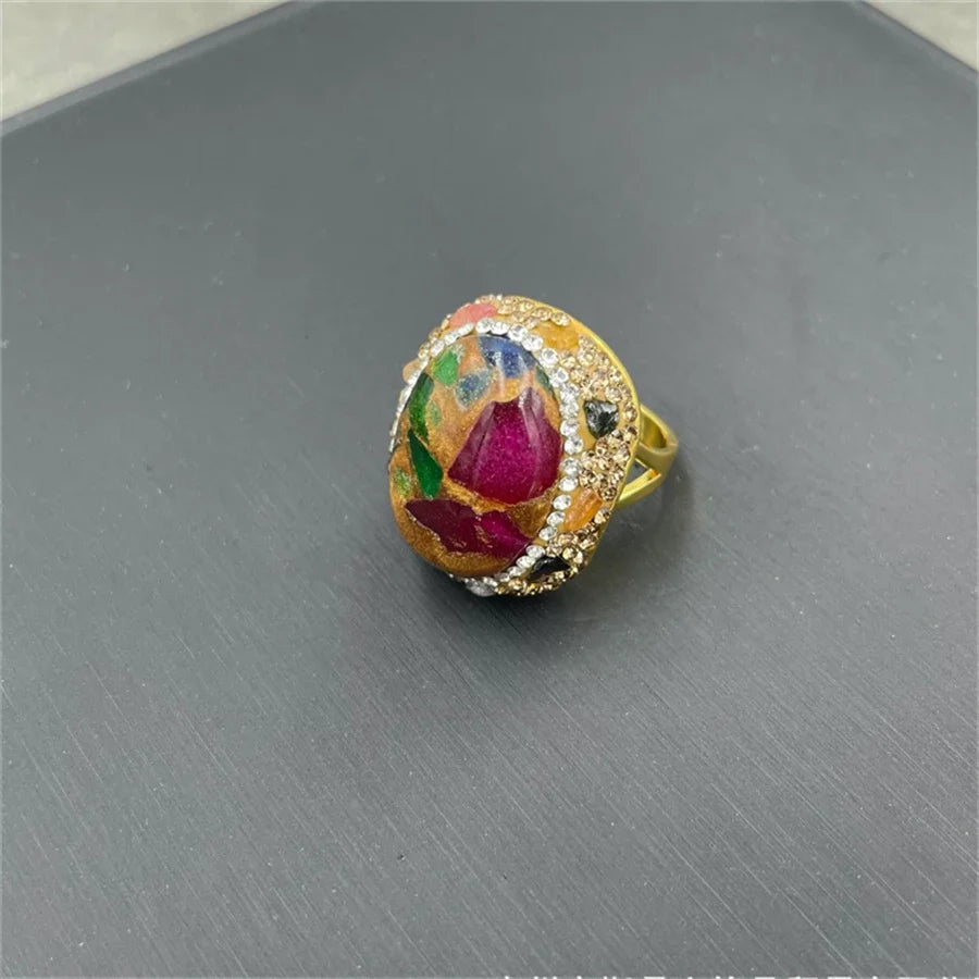 Baroque Coin Pearl Rhinestone Index Finger Ring Rhinestone Freshwater Pearl Open Cuff Rings for Women Party Ball Jewelry
