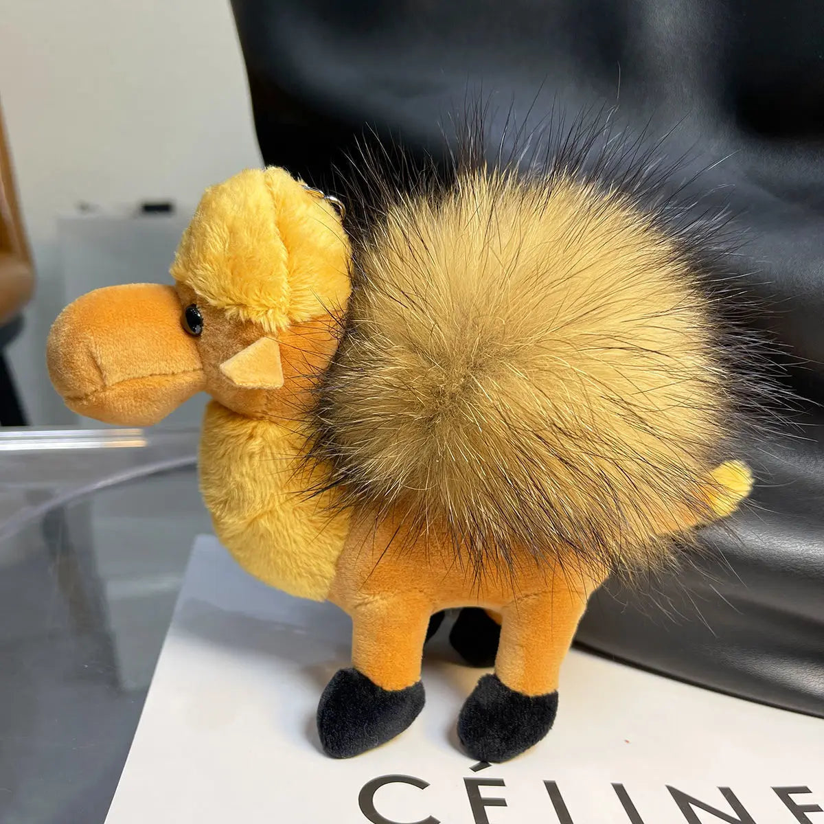 luxury brand Furry camel keychain cute bag pendant plush doll car key chain Key ring accessories cute items