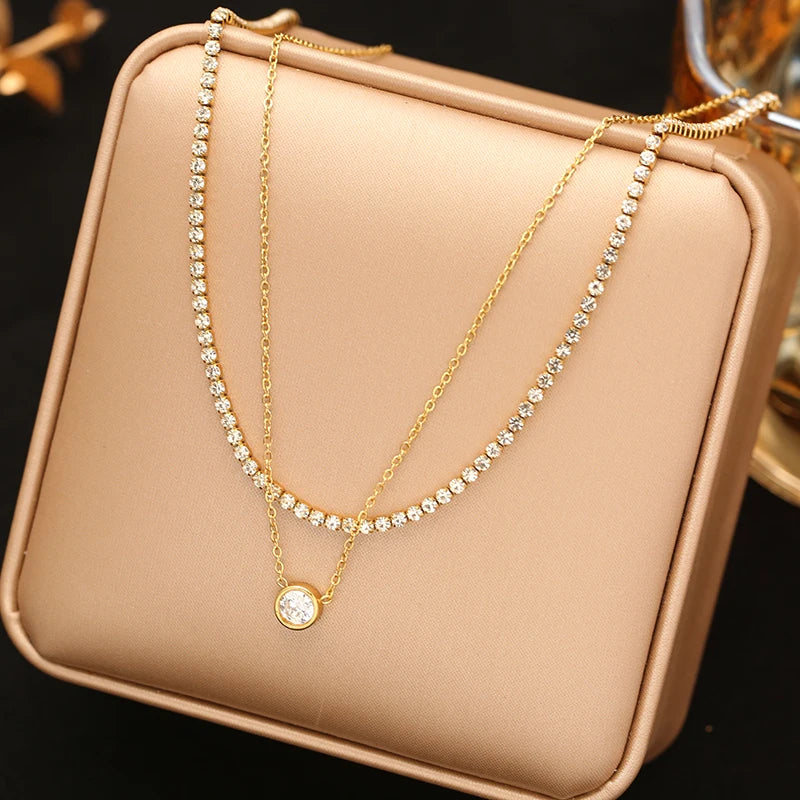 EILIECK Women's Retro Star Moon Pendant Necklace 18K Gold PVD Plated Stainless Steel Waterproof Layered Neck Chain Daily Jewelry