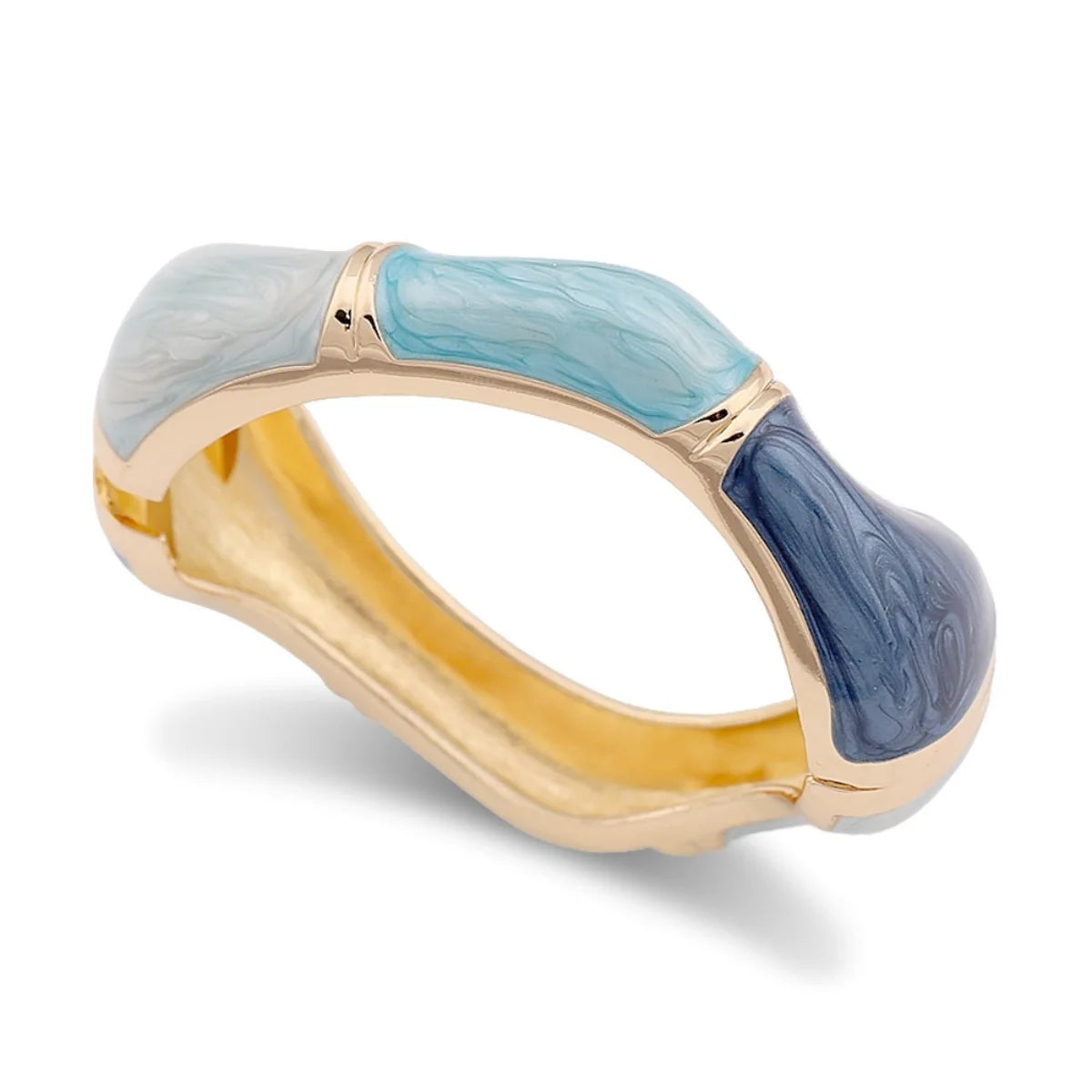 KMVEXO Exaggeration Blue Enamel Geometric Irregular Metal Bangle for Women Girl Summer Beach Vacations Bracelet 2026 NEW