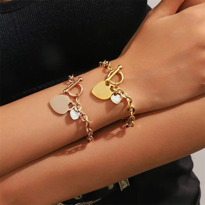 EILIECK 316L Stainless Steel Heart Love Pendant Necklace For Women Trendy Gold Silver Color Waterproof Neck Chain Jewelry Gift