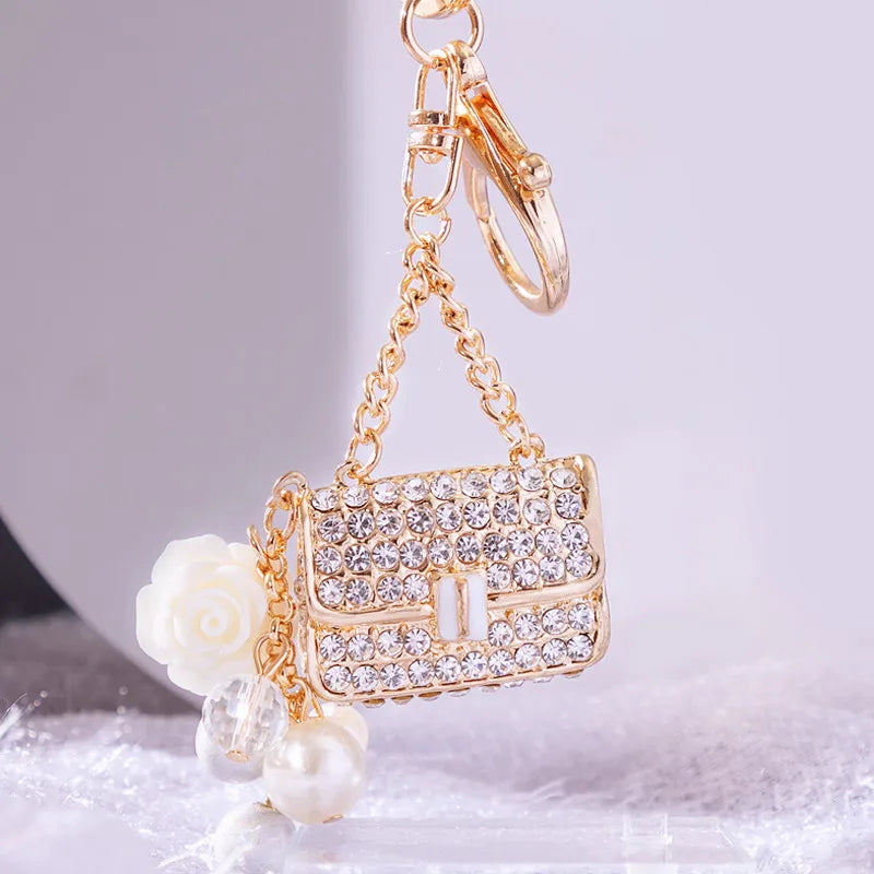 Cute Mini Coin Purses  Keychain with Eiffel  Tower and Number 5 Small Earphone Box Fabric Bag Key Ring