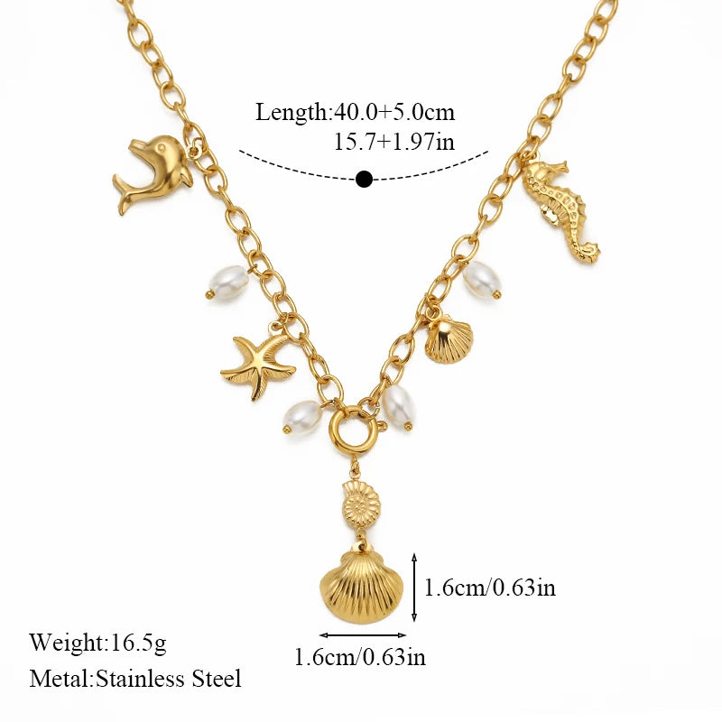 EILIECK Women's Heart Long Pendant Y-shaped Necklace 18K Gold-plated Stainless Steel Neck Chain Daily Water-resistant Jewelry