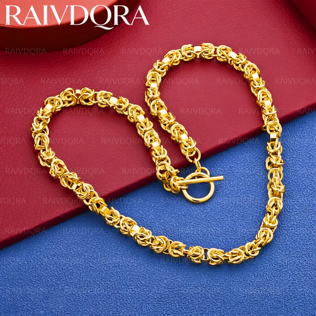 18K Gold Plated 45cm Circle Chain Necklace For Men and Women Fashion Jewelry Exquisite Trend Party Engagement Wedding Gift