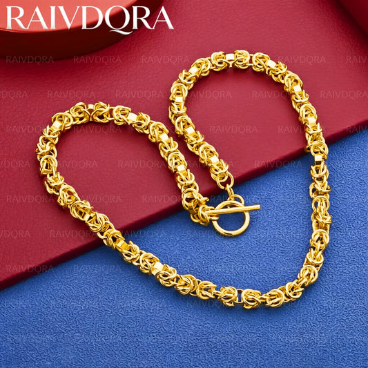18K Gold Plated 45cm Circle Chain Necklace For Men and Women Fashion Jewelry Exquisite Trend Party Engagement Wedding Gift